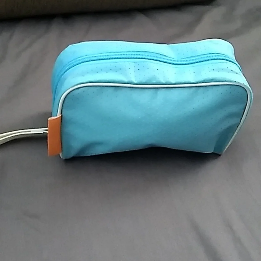 Shiseido blue vinyl makeup bag